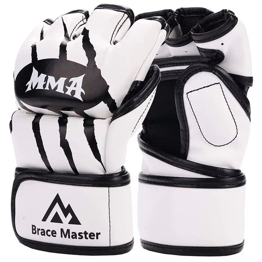 Half Finger Boxing Gloves PU Leather MMA Fighting Kick Boxing Gloves Karate Muay Thai Training Workout Gloves Training Gear Men